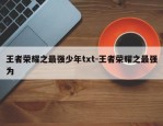 王者荣耀之最强少年txt-王者荣耀之最强为