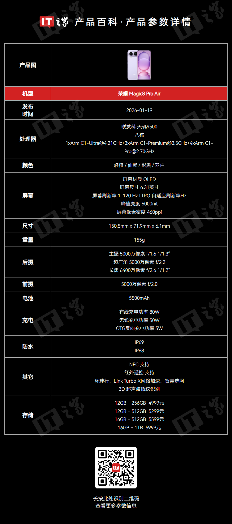 4999 元起荣耀 Magic8 Pro Air 首销：天玑 9500、eSIM 加持，仅重 155g 厚 6.1mm__4999 元起荣耀 Magic8 Pro Air 首销：天玑 9500、eSIM 加持，仅重 155g 厚 6.1mm
