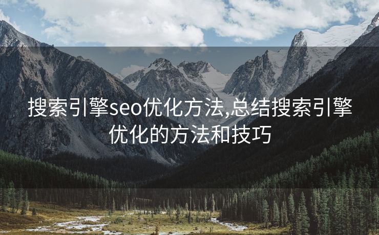 搜索引擎seo优化方法,总结搜索引擎优化的方法和技巧