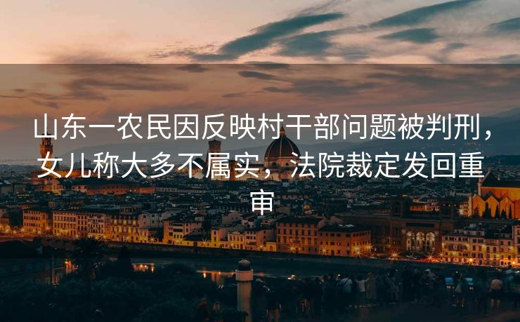 山东一农民因反映村干部问题被判刑，女儿称大多不属实，法院裁定发回重审