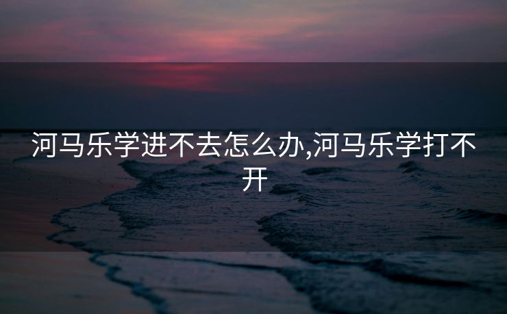 河马乐学进不去怎么办,河马乐学打不开