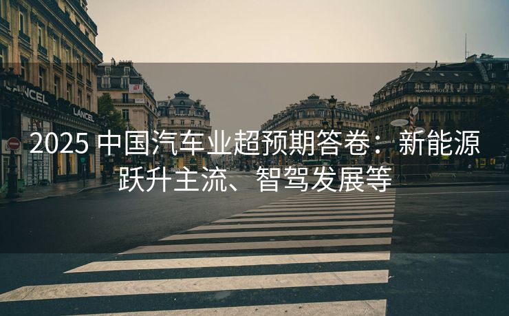 2025 中国汽车业超预期答卷：新能源跃升主流、智驾发展等