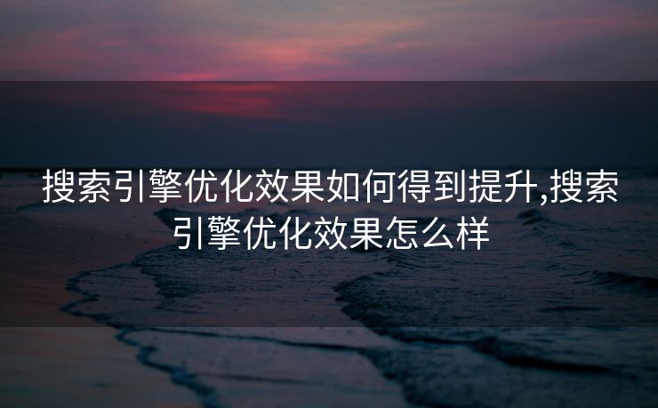 搜索引擎优化效果如何得到提升,搜索引擎优化效果怎么样
