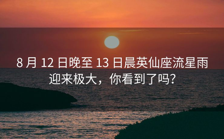 8 月 12 日晚至 13 日晨英仙座流星雨迎来极大，你看到了吗？