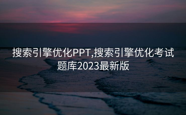 搜索引擎优化PPT,搜索引擎优化考试题库2023最新版