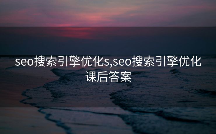 seo搜索引擎优化s,seo搜索引擎优化课后答案