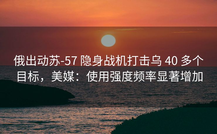 俄出动苏-57 隐身战机打击乌 40 多个目标，美媒：使用强度频率显著增加