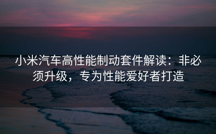 小米汽车高性能制动套件解读：非必须升级，专为性能爱好者打造
