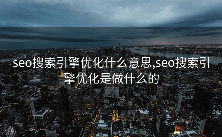 seo搜索引擎优化什么意思,seo搜索引擎优化是做什么的