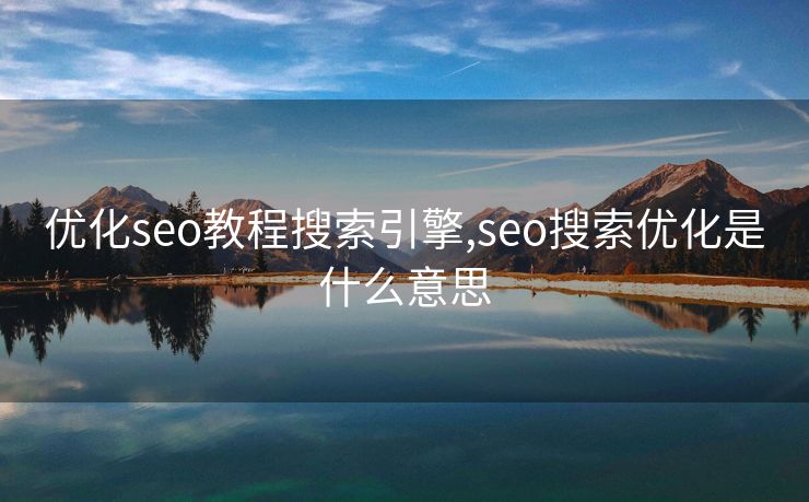 优化seo教程搜索引擎,seo搜索优化是什么意思