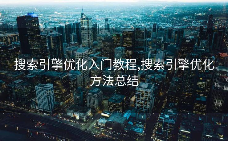 搜索引擎优化入门教程,搜索引擎优化方法总结