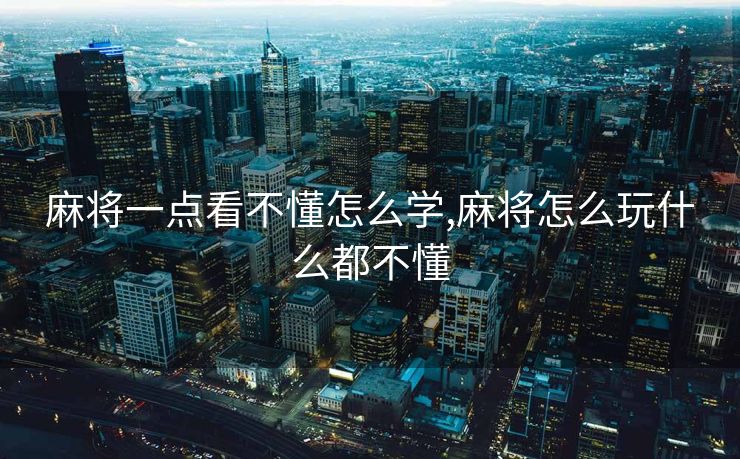 麻将一点看不懂怎么学,麻将怎么玩什么都不懂