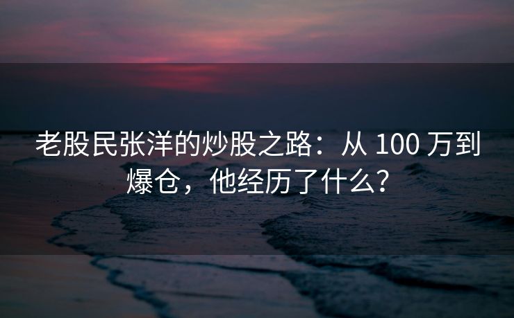 老股民张洋的炒股之路：从 100 万到爆仓，他经历了什么？