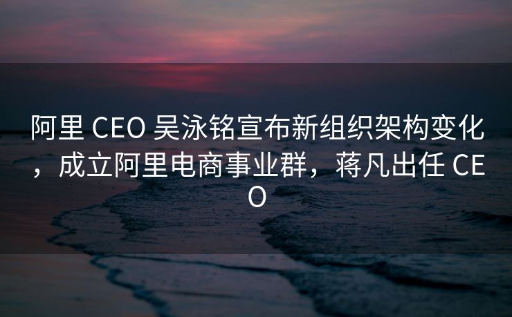 阿里 CEO 吴泳铭宣布新组织架构变化，成立阿里电商事业群，蒋凡出任 CEO