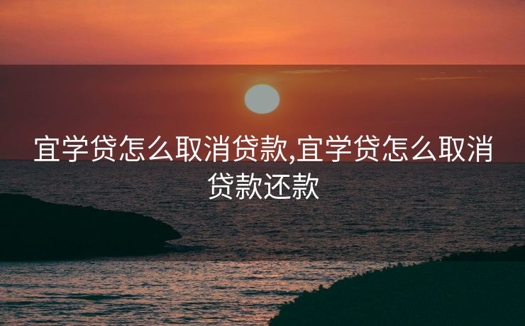 宜学贷怎么取消贷款,宜学贷怎么取消贷款还款