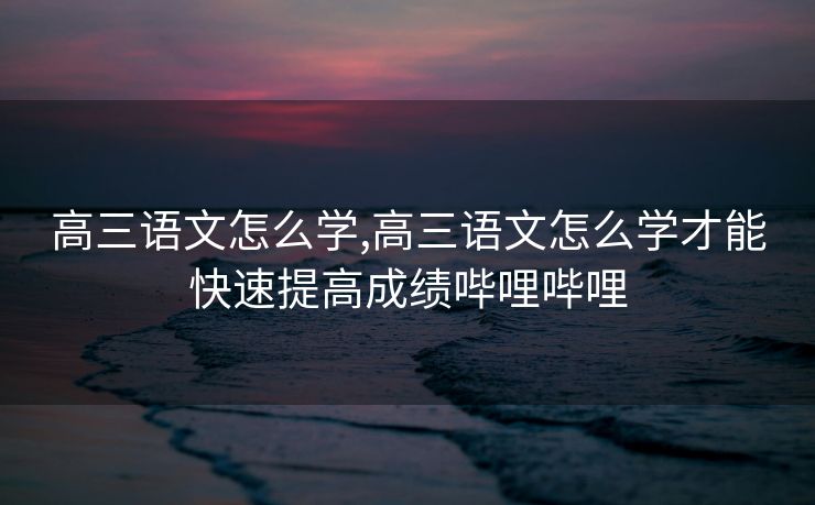高三语文怎么学,高三语文怎么学才能快速提高成绩哔哩哔哩