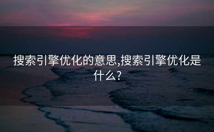 搜索引擎优化的意思,搜索引擎优化是什么?