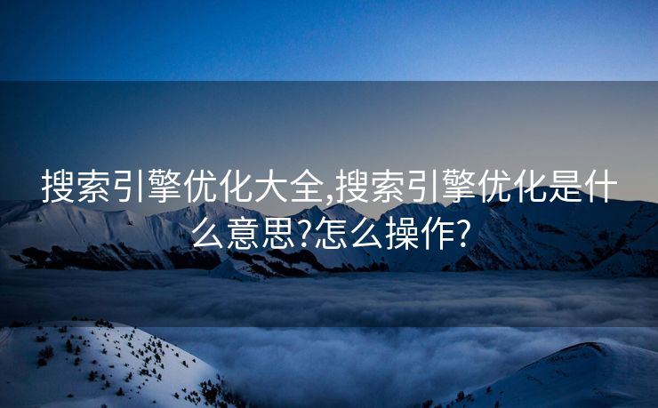 搜索引擎优化大全,搜索引擎优化是什么意思?怎么操作?