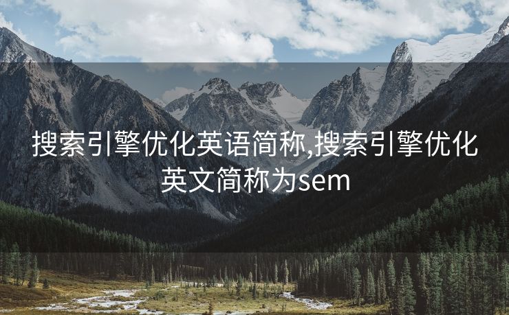 搜索引擎优化英语简称,搜索引擎优化英文简称为sem